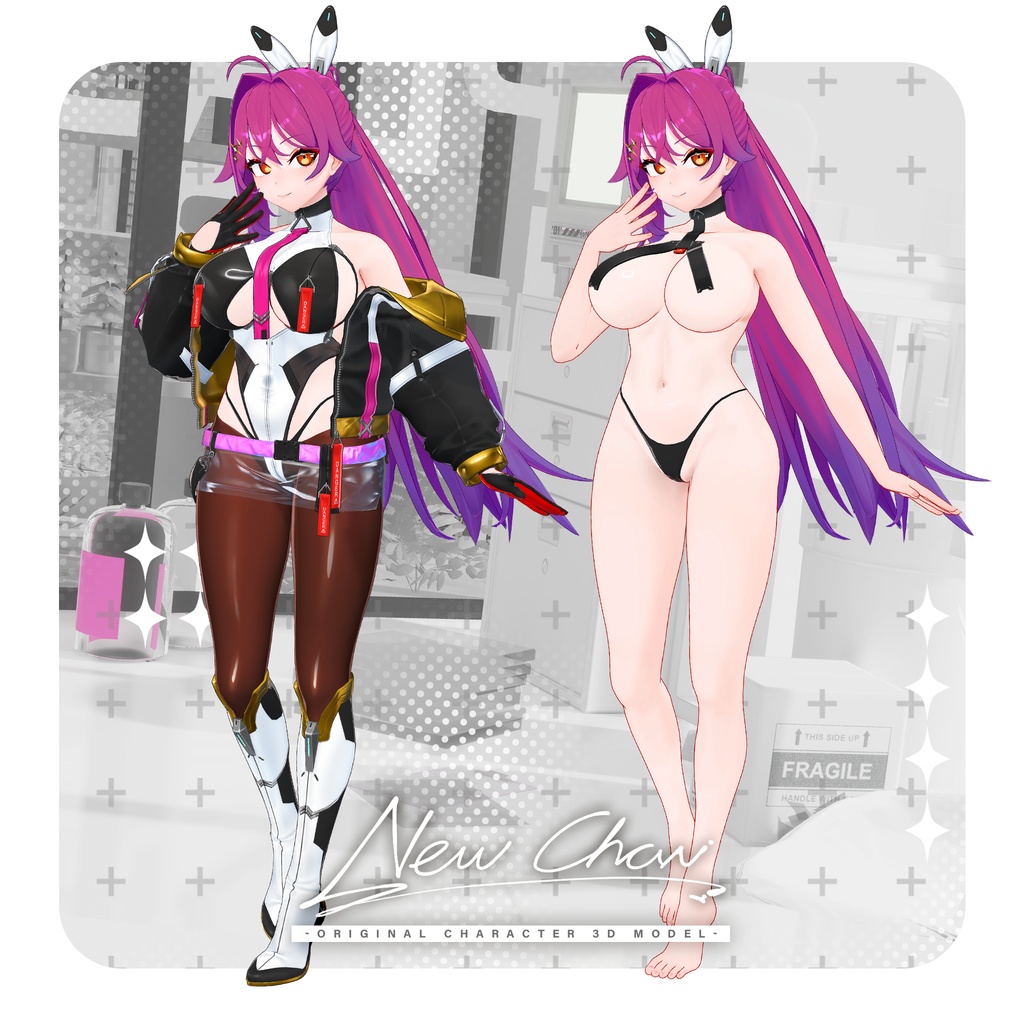 オリジナル3Dモデル 「ニューちゃん (パンクスーツ)| NEW-Chan (PunkSuit)」ver 1.00