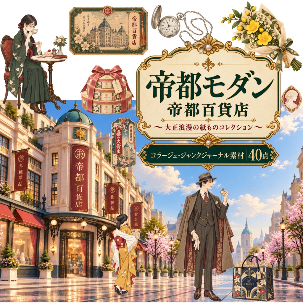帝都モダン素材集 Vol.2 百貨店|コラージュ・ジャンクジャーナル素材40点