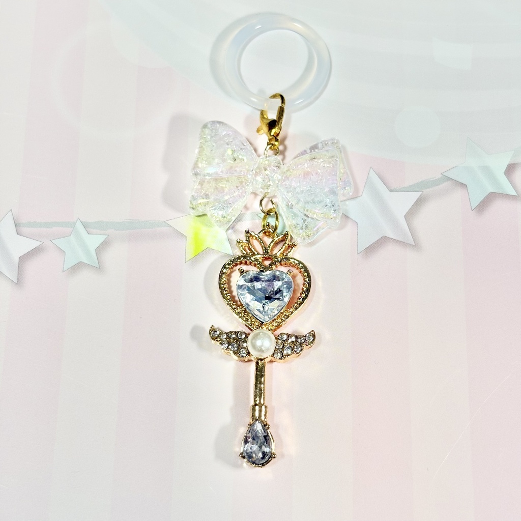 【ハンドメイド品】魔法少女なめじるし　魔法のステッキとリボン　シルバー