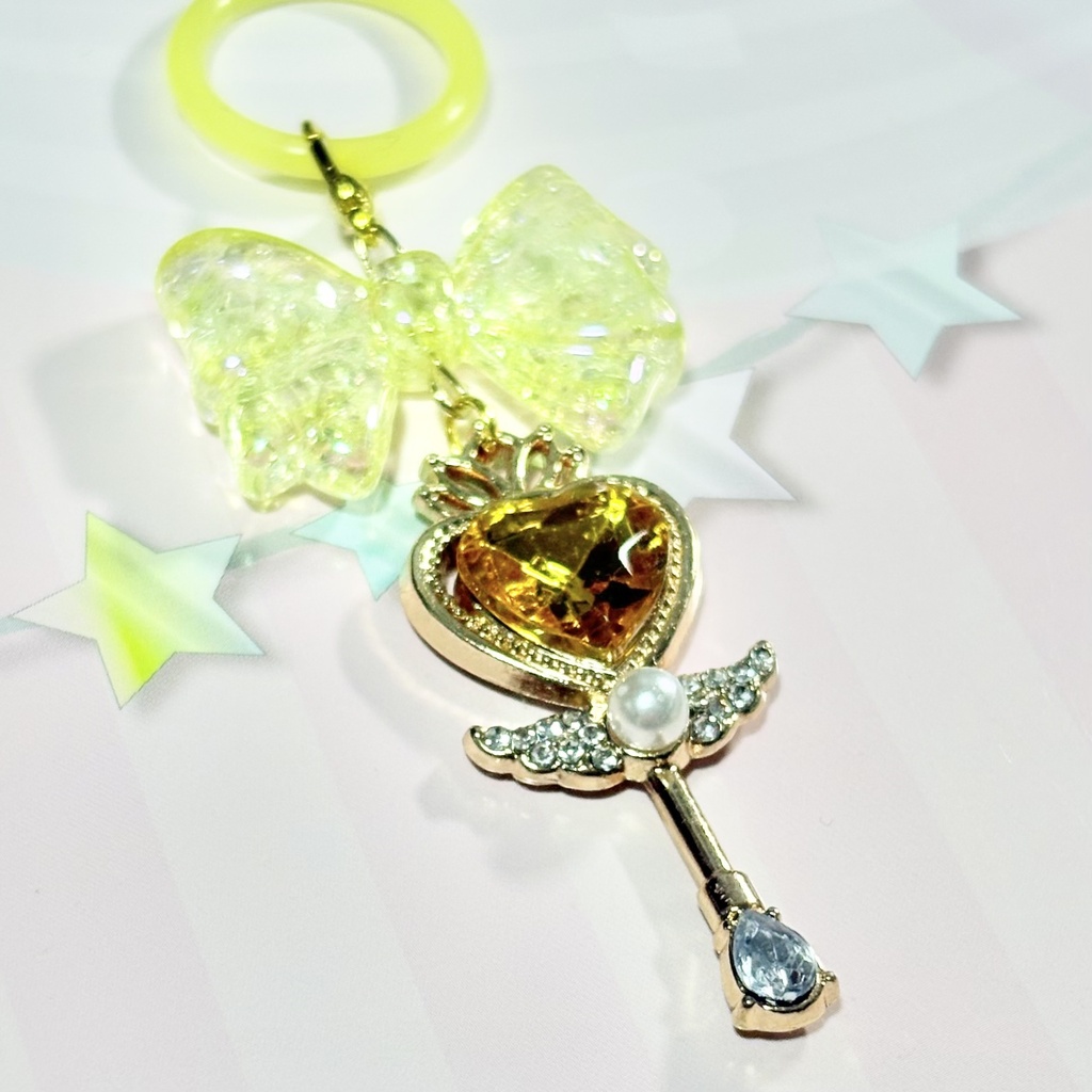 【ハンドメイド品】魔法少女なめじるし 魔法のステッキとリボン イエロー