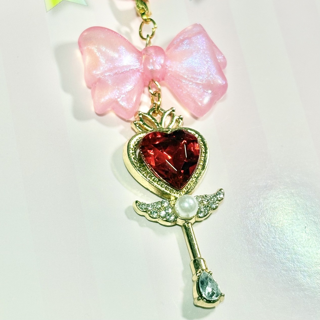 【ハンドメイド品】魔法少女なめじるし 魔法のステッキとリボン レッド