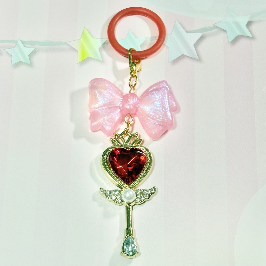 【ハンドメイド品】魔法少女なめじるし 魔法のステッキとリボン レッド
