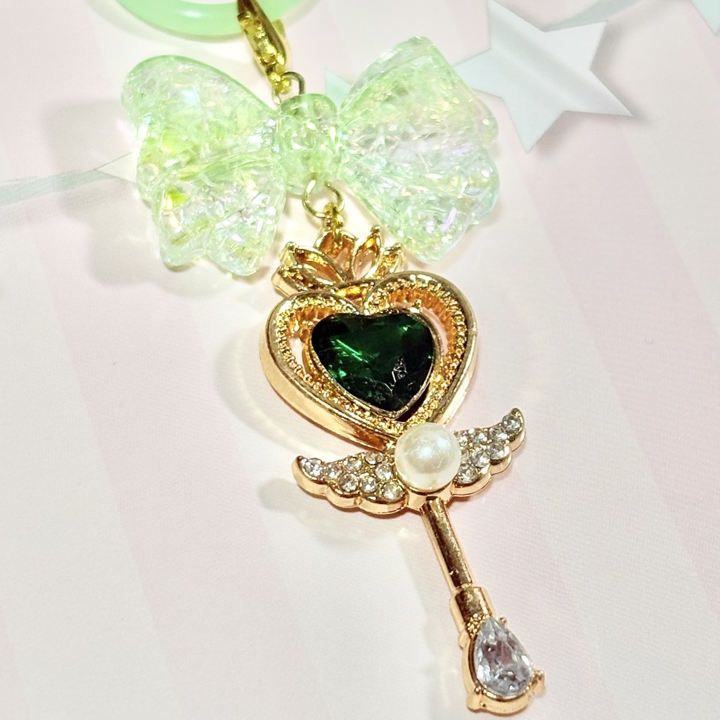【ハンドメイド品】魔法少女なめじるし 魔法のステッキとリボン グリーン