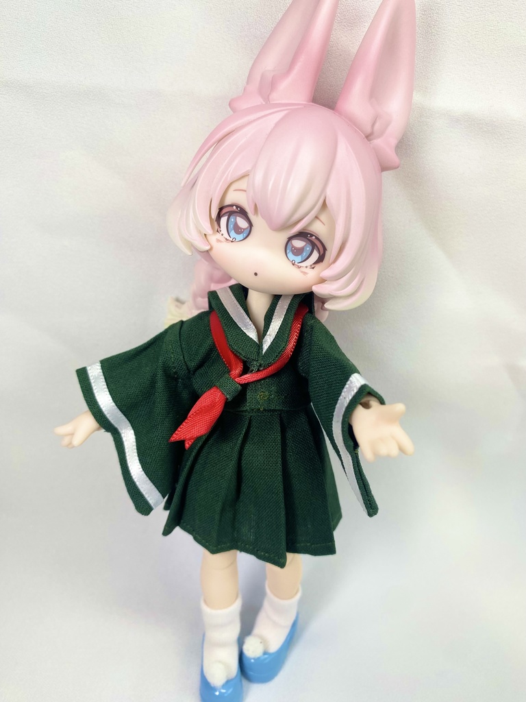 【1/12サイズ】和せぇらぁセットアップ(深緑)【ドール用】