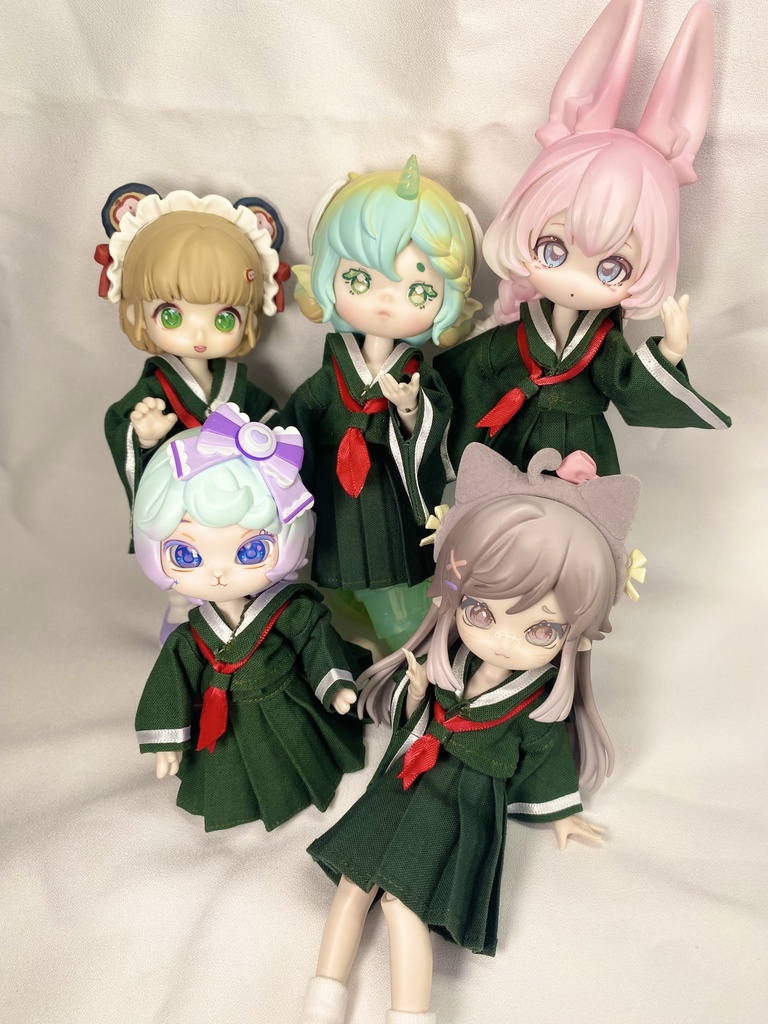 【1/12サイズ】和せぇらぁセットアップ(深緑)【ドール用】