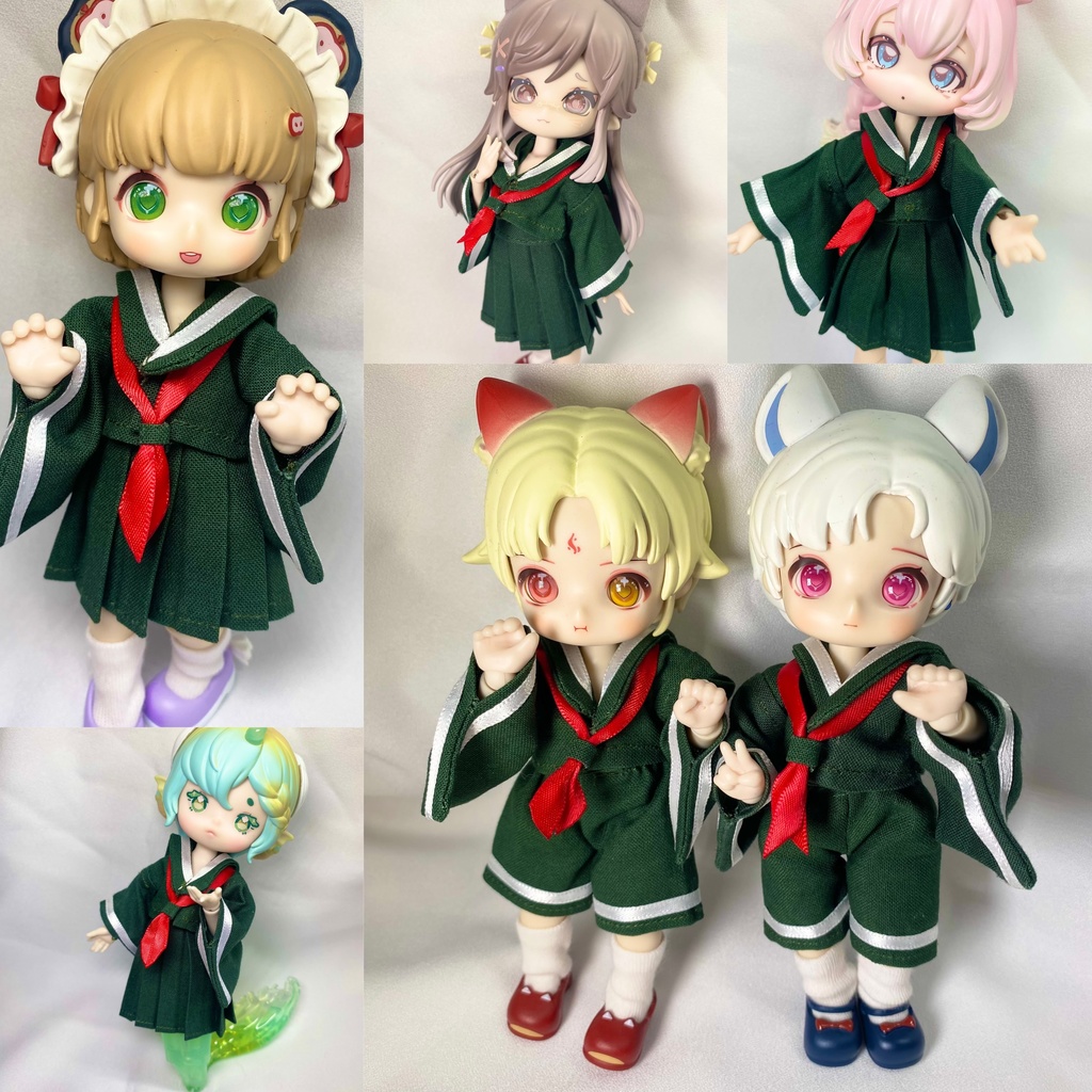 【1/12サイズ】和せぇらぁセットアップ(深緑)【ドール用】