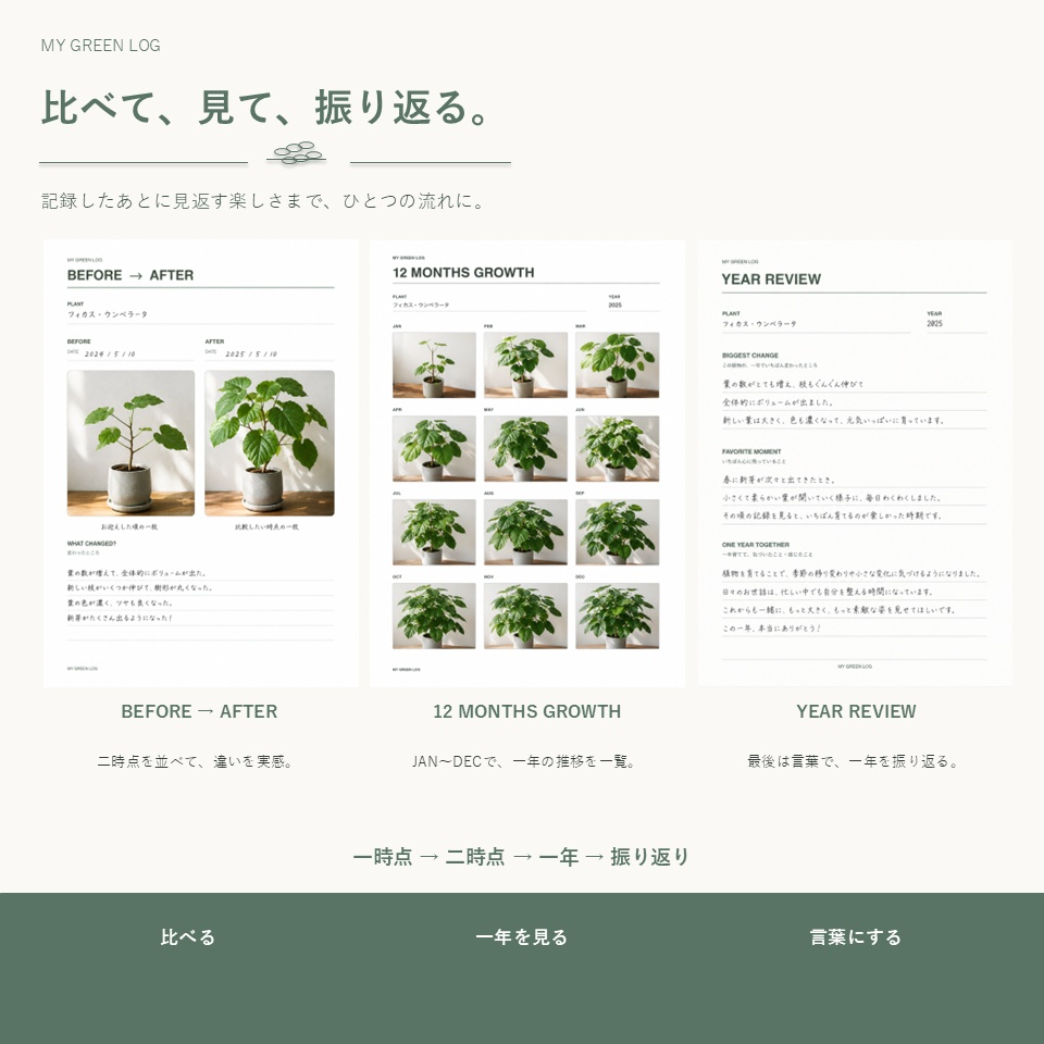 MY GREEN LOG|植物の成長を写真で残す1年フォトログ・記録テンプレート PDF