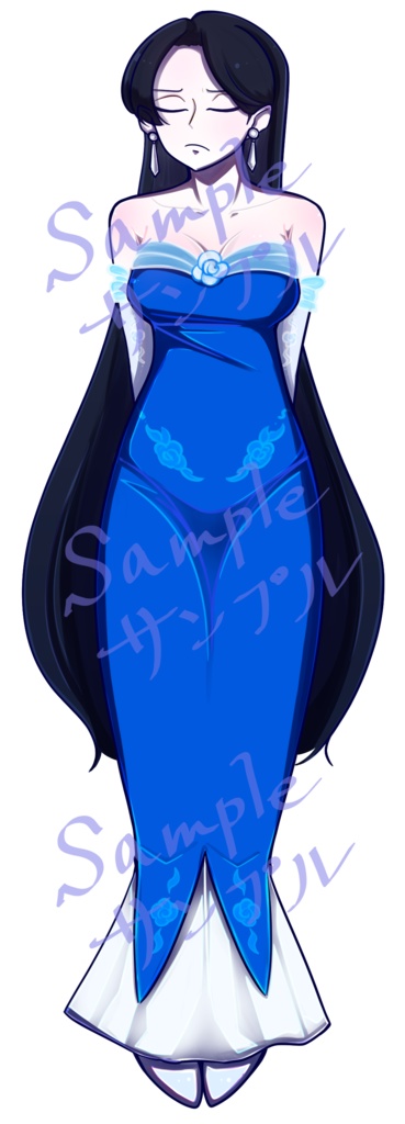 立ち絵素材「青いドレスの女性」