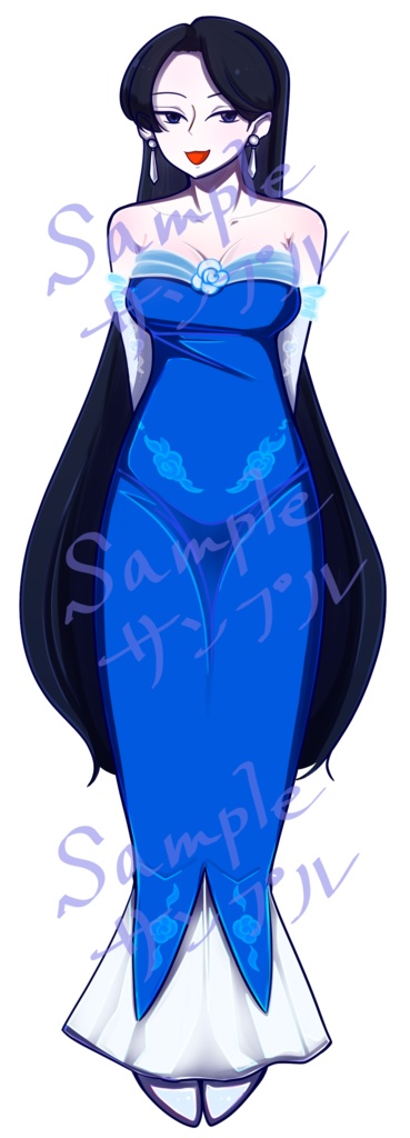 立ち絵素材「青いドレスの女性」