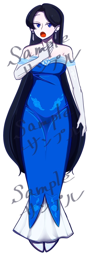 立ち絵素材「青いドレスの女性」