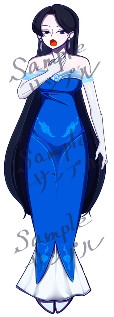 立ち絵素材「青いドレスの女性」