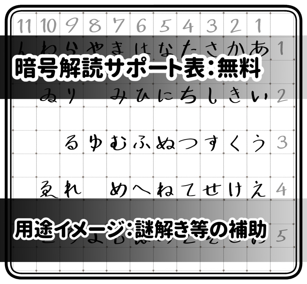 【無料有】暗号解読サポート表