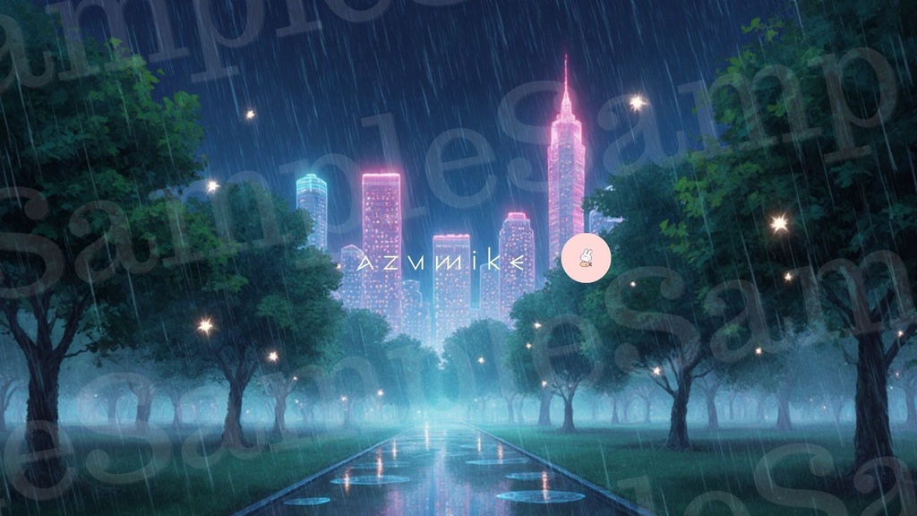 【背景素材11枚】雨と光の風景|神社/森/都市夜景(FHD・商用可)