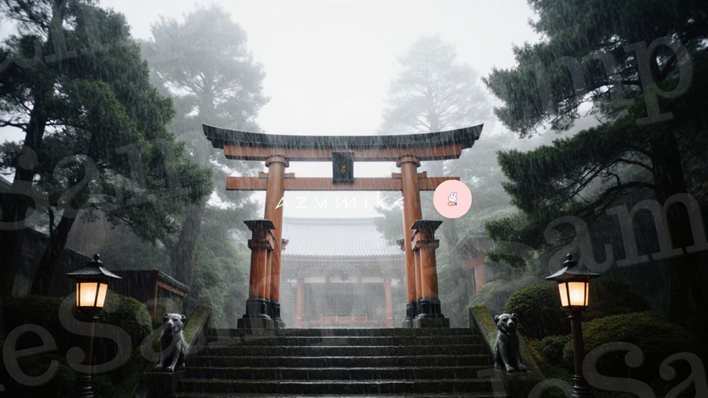 【背景素材11枚】雨と光の風景|神社/森/都市夜景(FHD・商用可)