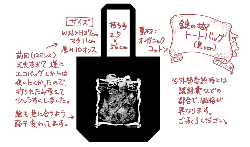 トートバッグ「錠の城」黒