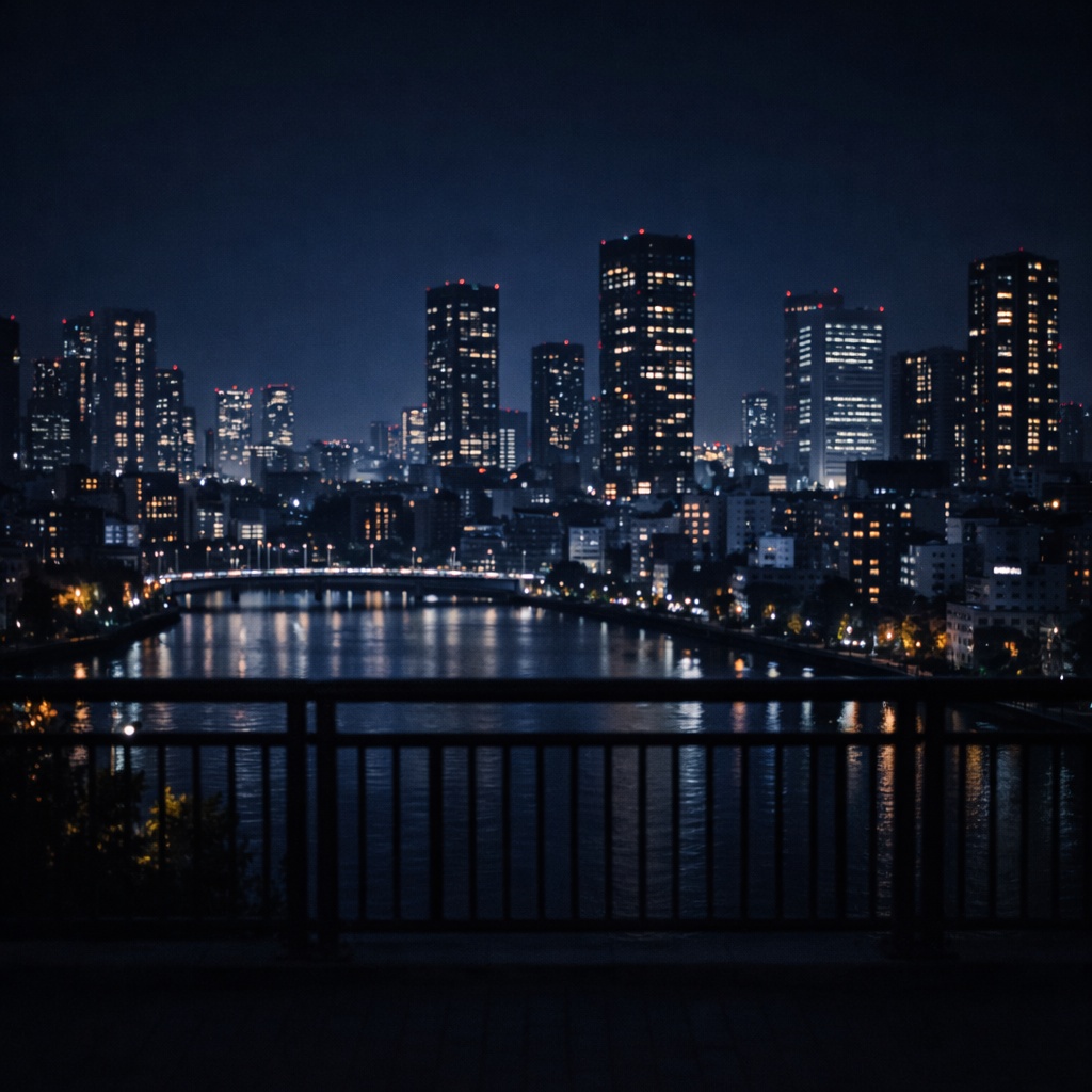 夜景を背にして