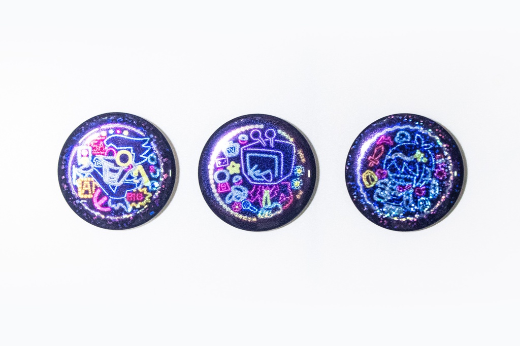 Deltarune テナ クリス スパムトンのキラキラホロ缶バッジ