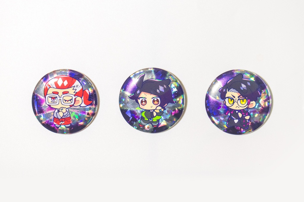 メガシン缶バッジ カラスバ キョウヤ グリ