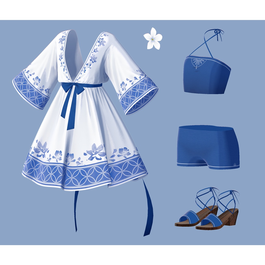 【複数アバター対応】雨恋いワンピース - Rainy Love Dress