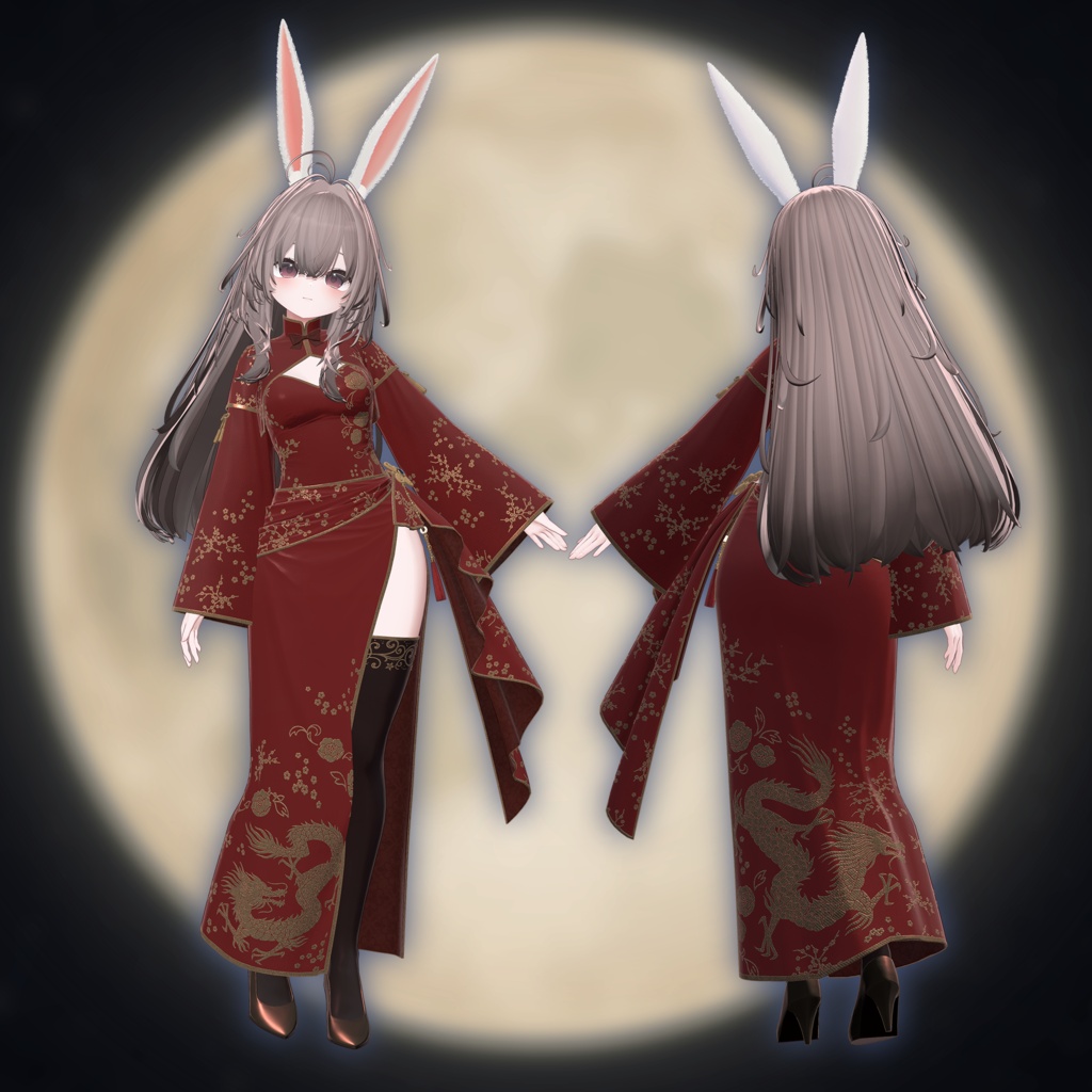 【複数アバター対応】おつきみチャイナバニー - Otsukimi China Bunny
