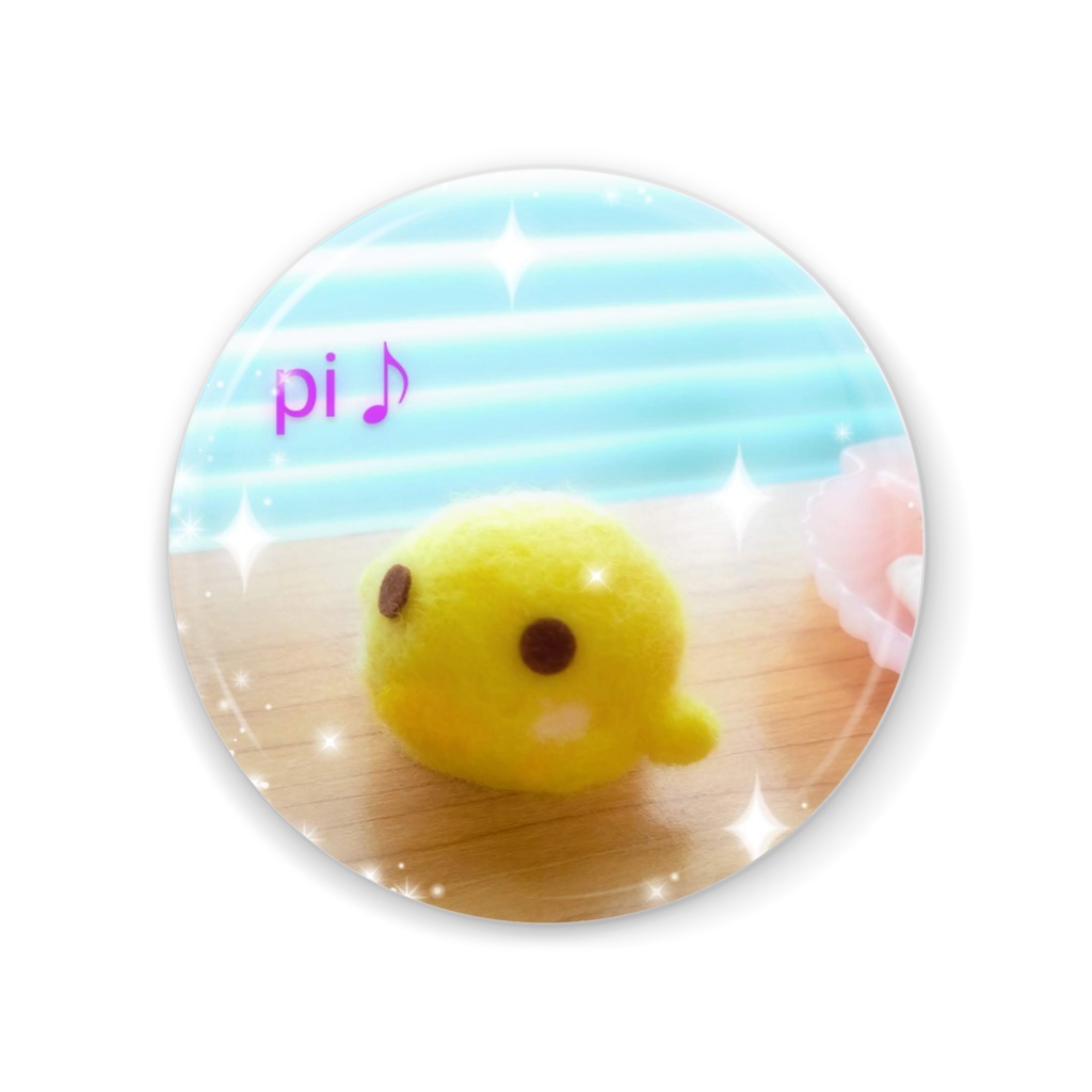 缶ミラー。 ✤ぴちゃモ。が羊毛フェルトにハマってつくったヒヨコ(pii*)をプリントした缶ミラー ☆2点〜でもご購入可能☆