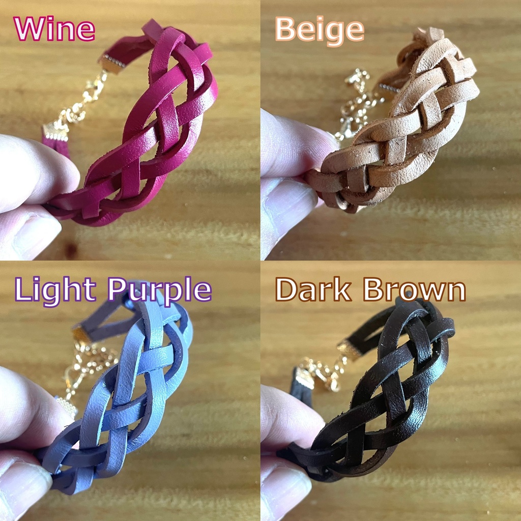 平紐カラフルレザーブレスレット(フリーサイズ)/お色組み合わせ指定ください