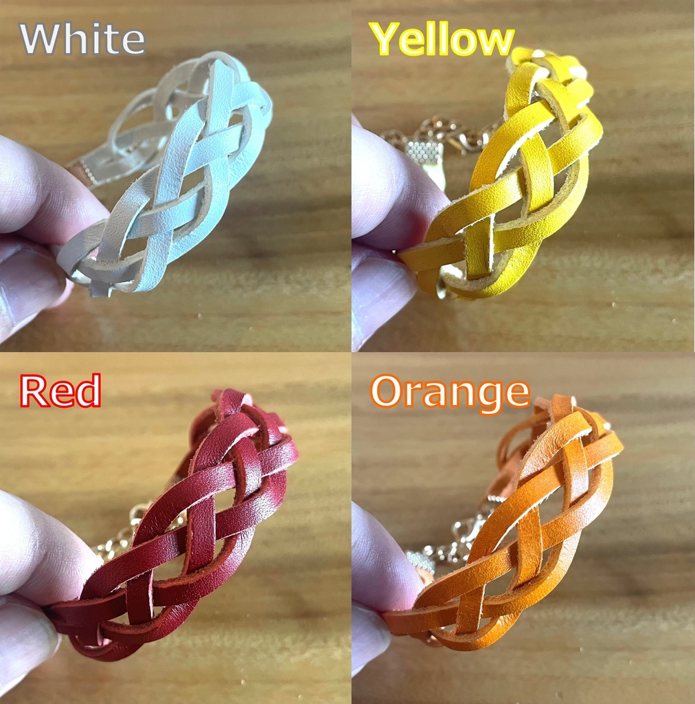 平紐カラフルレザーブレスレット(フリーサイズ)/お色組み合わせ指定ください