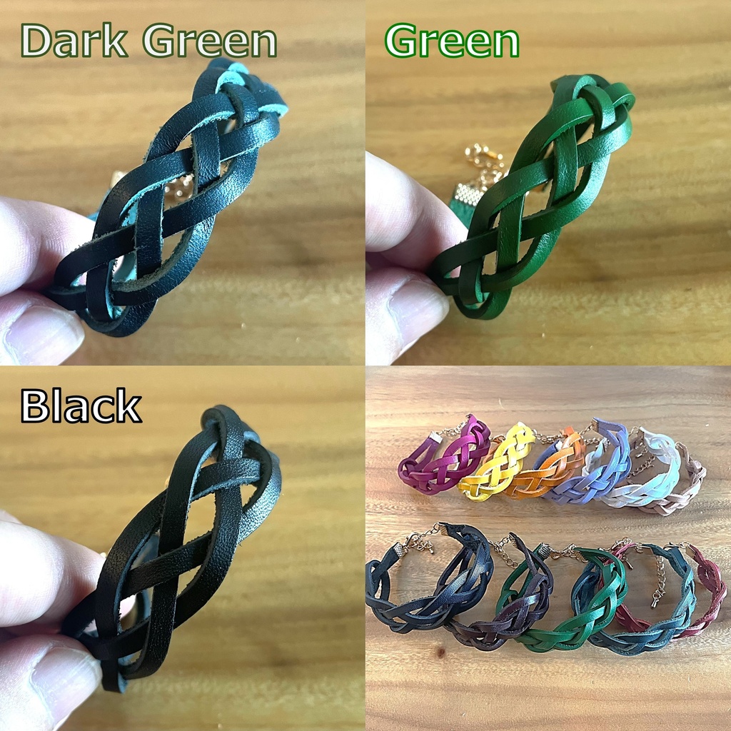 平紐カラフルレザーブレスレット(フリーサイズ)/お色組み合わせ指定ください