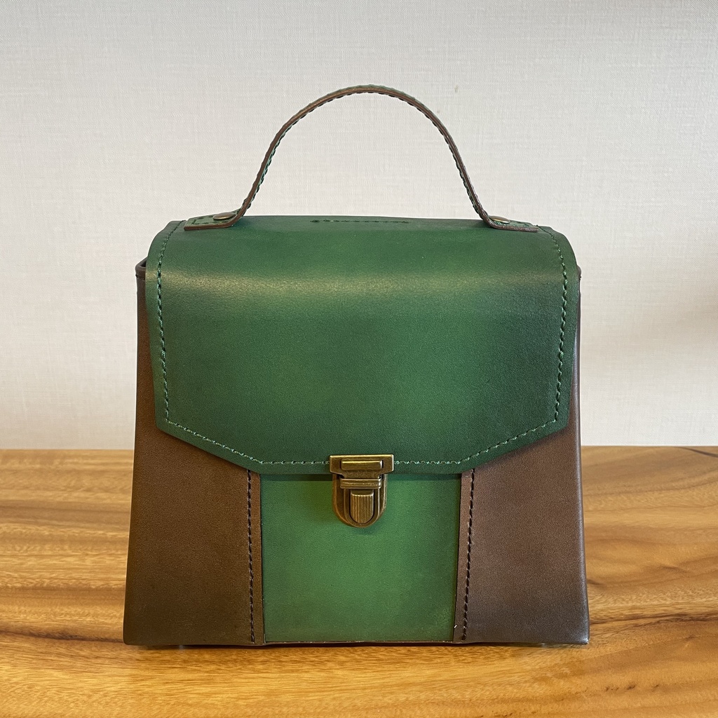 本革のミニハンドバッグ/ショルダーバッグ/バイカラー/セミオーダー・カラーリクエスト可