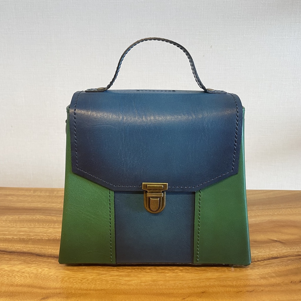 本革のミニハンドバッグ/ショルダーバッグ/バイカラー/セミオーダー・カラーリクエスト可