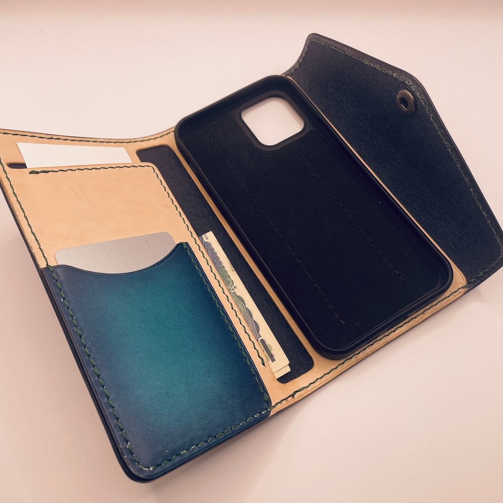 推し色 本革スマホケース(iphone全シリーズ対応可)カラーオーダー可