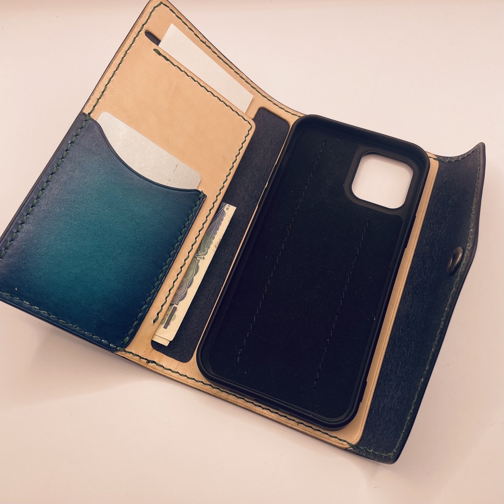 推し色 本革スマホケース(iphone全シリーズ対応可)カラーオーダー可