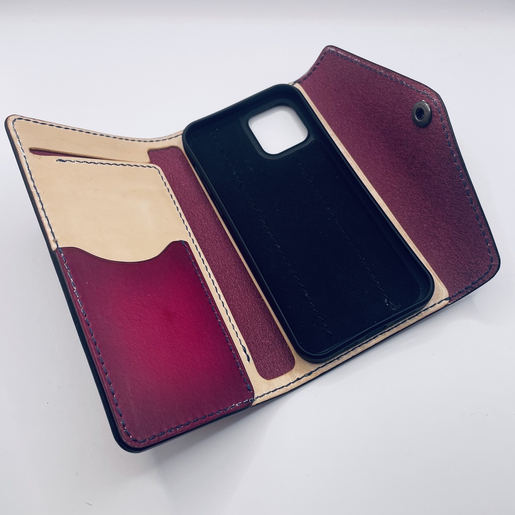 推し色 本革スマホケース(iphone全シリーズ対応可)カラーオーダー可