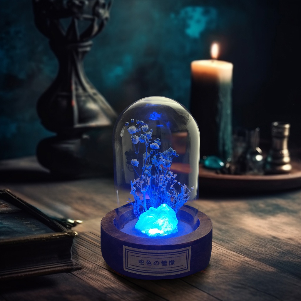 鉱物ランプ・天青石『空色の憧憬』中・10パターン切替点灯