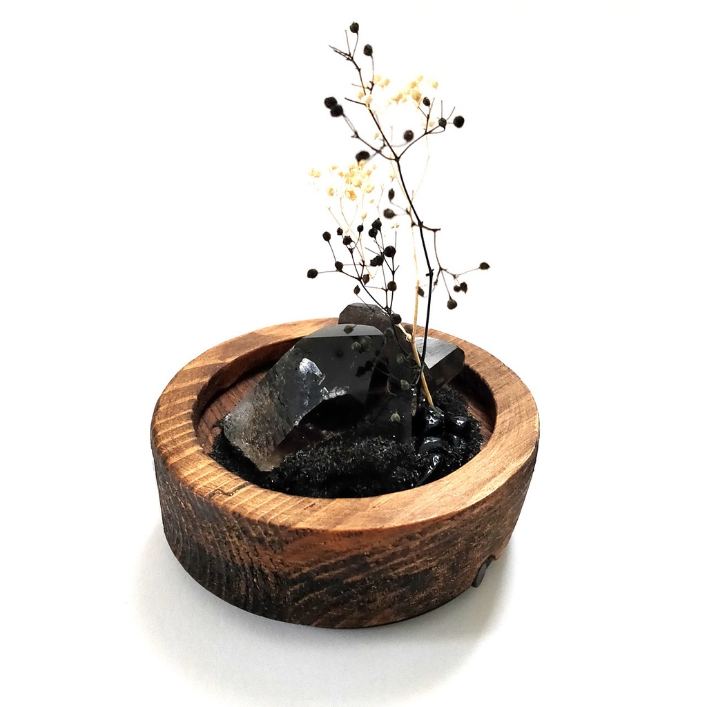 鉱物ランプ・黒水晶『静寂の大地』中・10パターン切替点灯