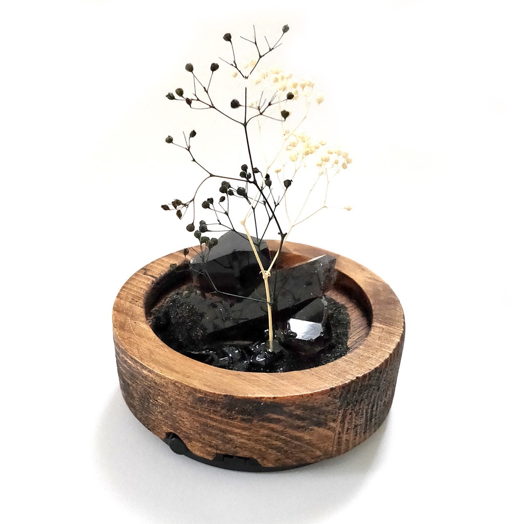 鉱物ランプ・黒水晶『静寂の大地』中・10パターン切替点灯