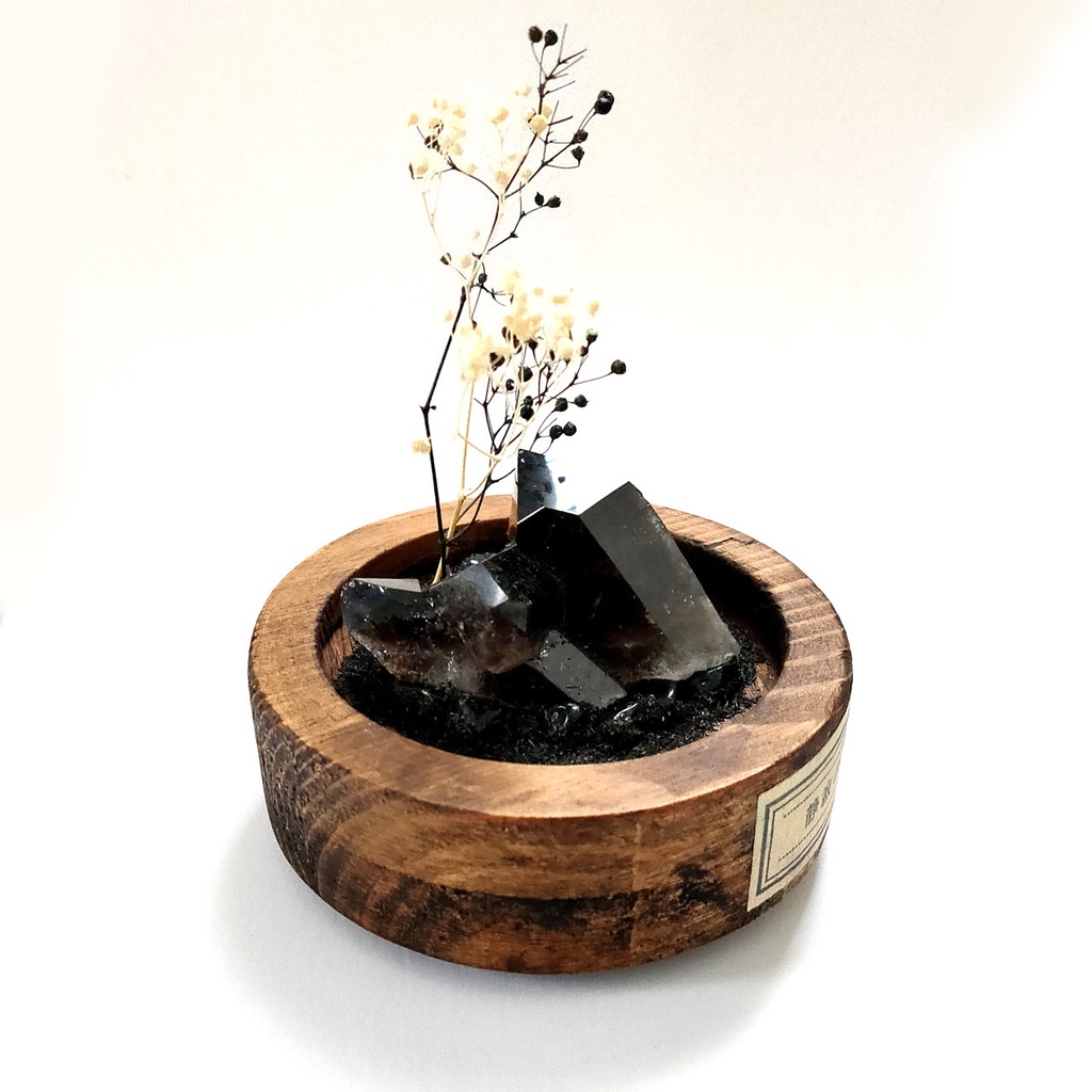 鉱物ランプ・黒水晶『静寂の大地』中・10パターン切替点灯