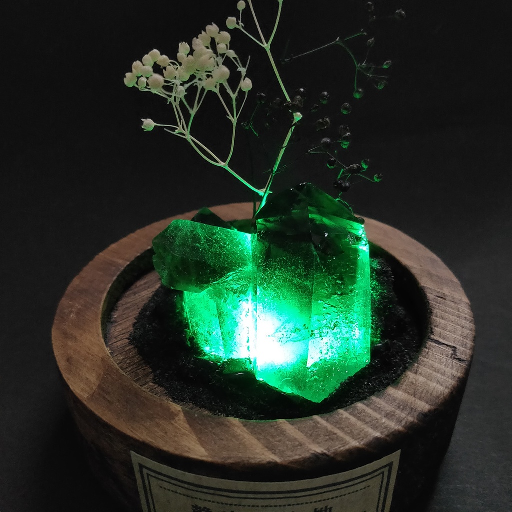 鉱物ランプ・黒水晶『静寂の大地』中・10パターン切替点灯