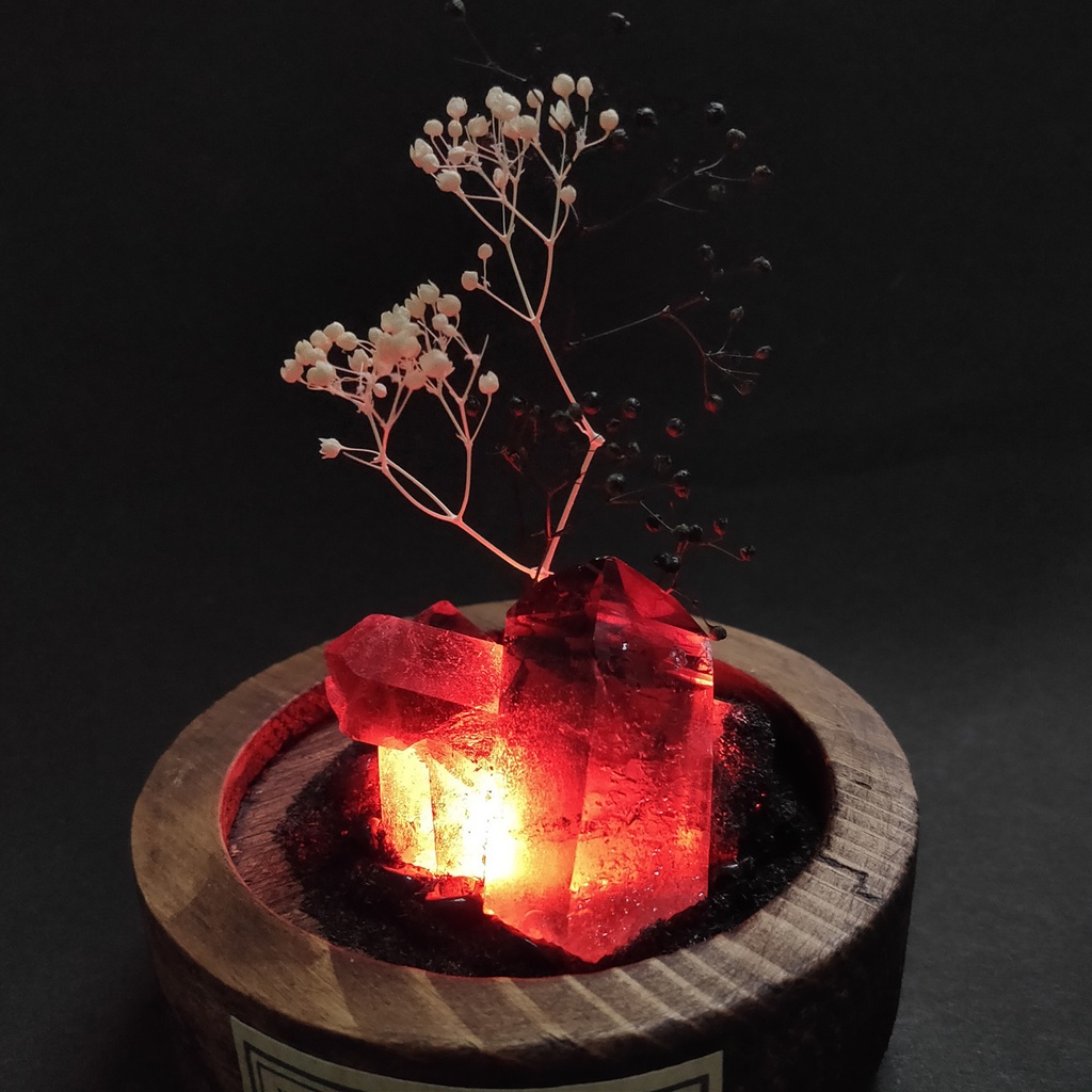 鉱物ランプ・黒水晶『静寂の大地』中・10パターン切替点灯