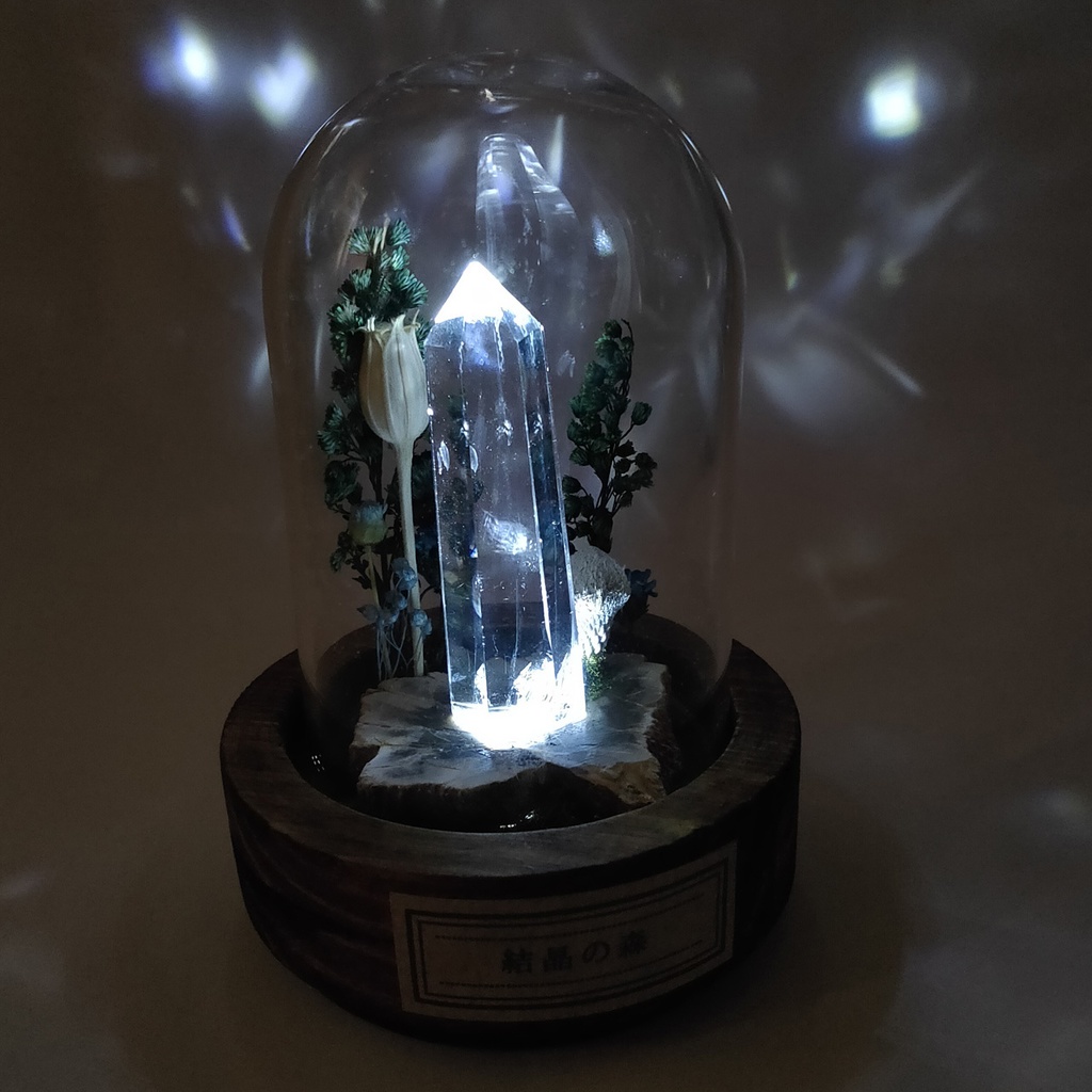 『結晶の森』中・鉱物ランプ・水晶・珪化木・10パターン切替点灯