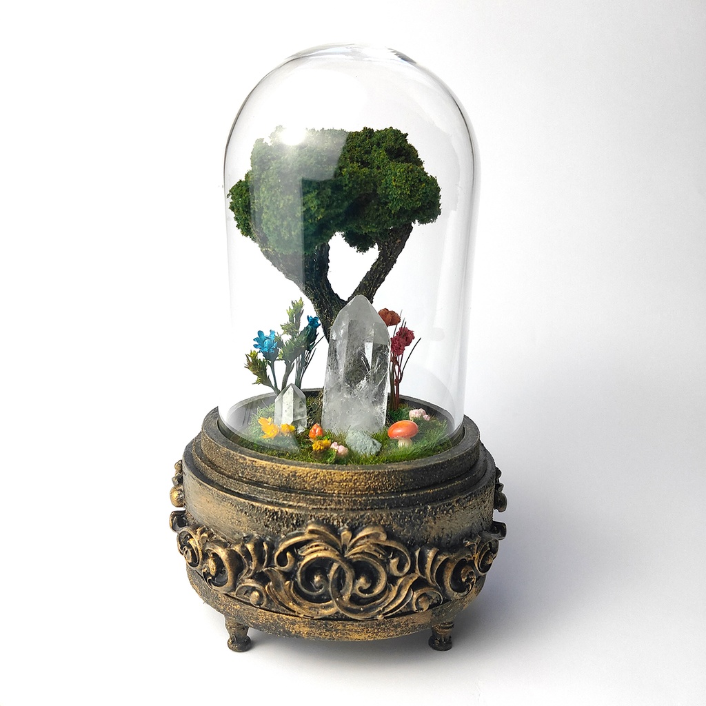 鉱物ランプ『キノコの森』中・水晶・リモコン切替点灯