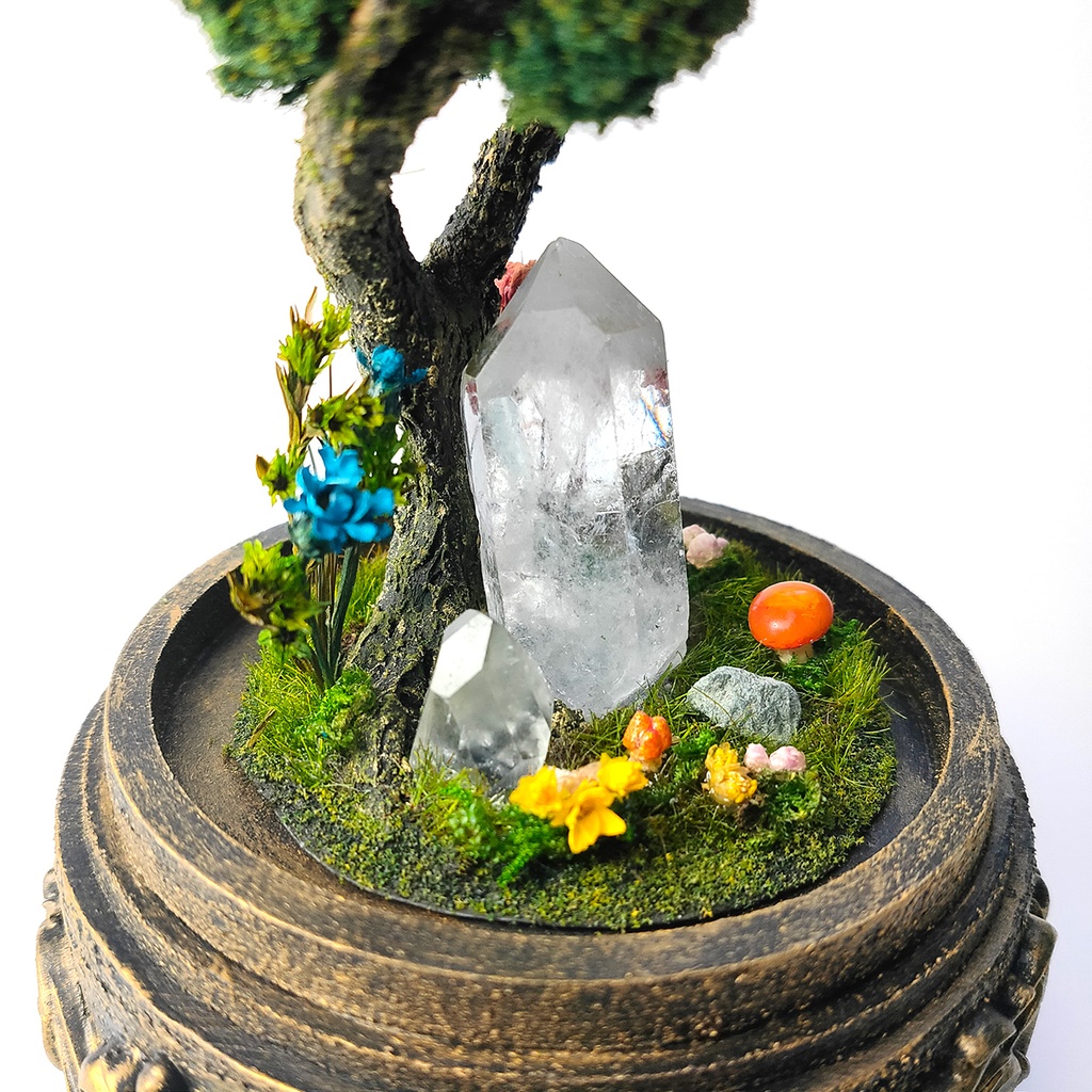 鉱物ランプ『キノコの森』中・水晶・リモコン切替点灯