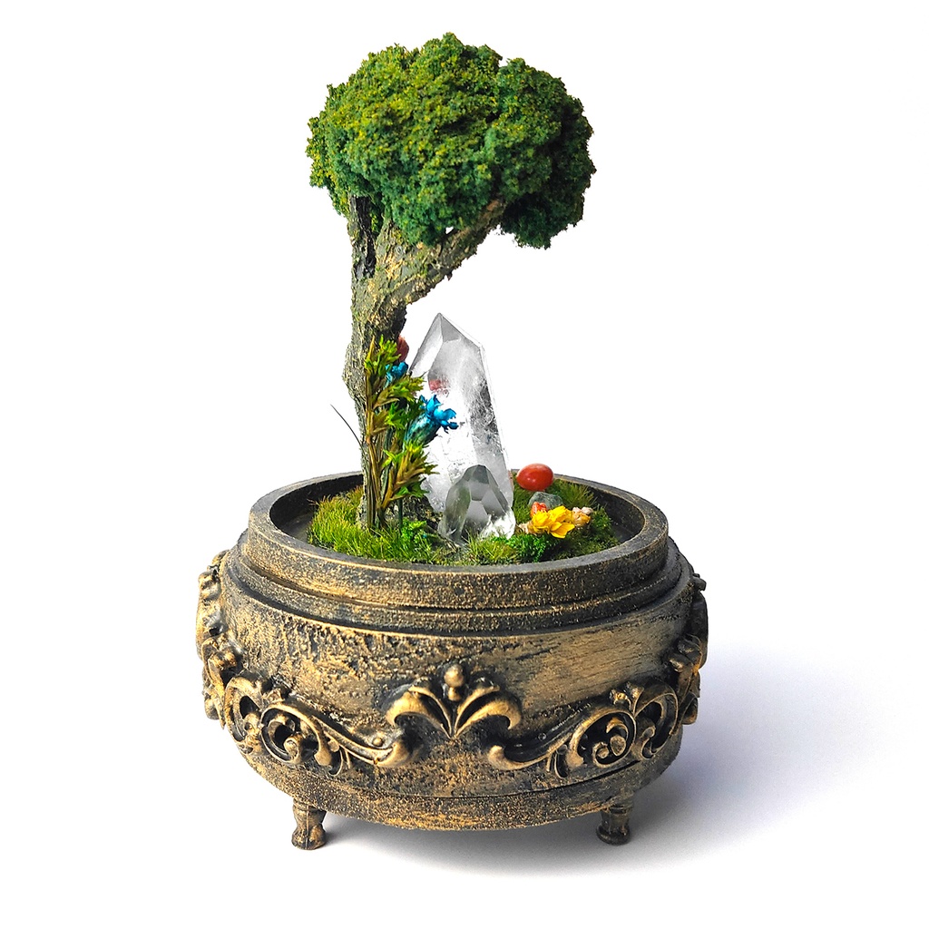 鉱物ランプ『キノコの森』中・水晶・リモコン切替点灯