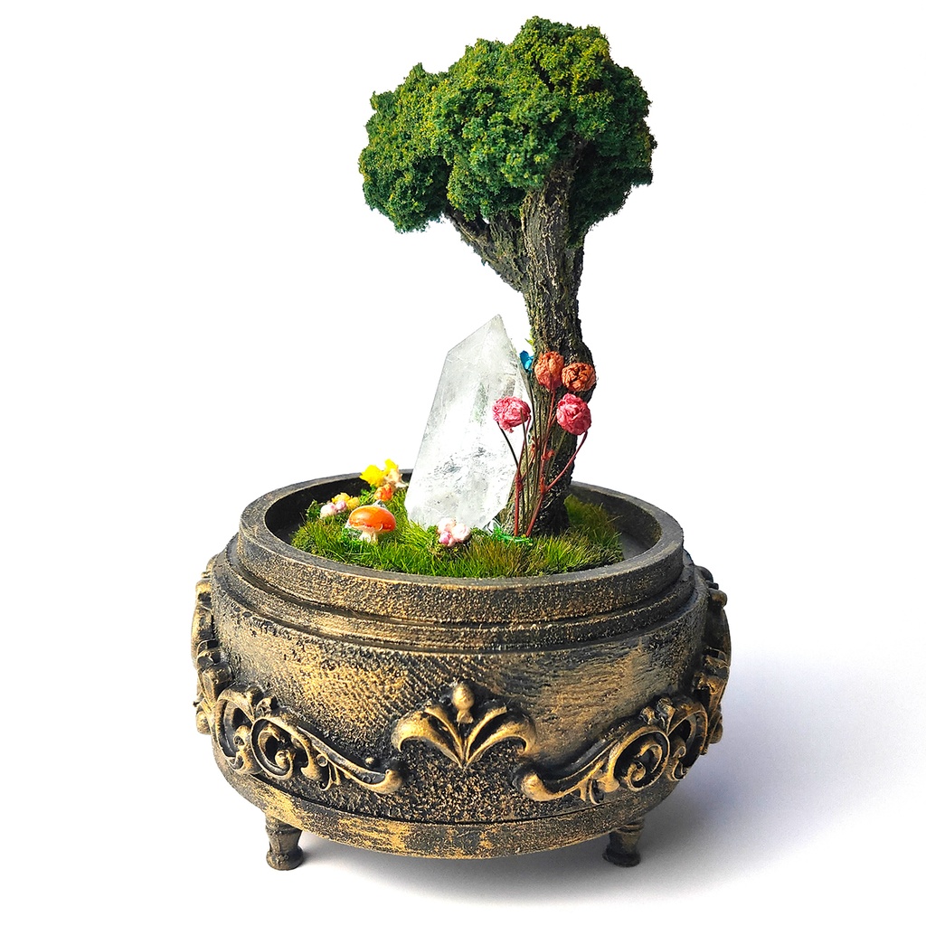 鉱物ランプ『キノコの森』中・水晶・リモコン切替点灯