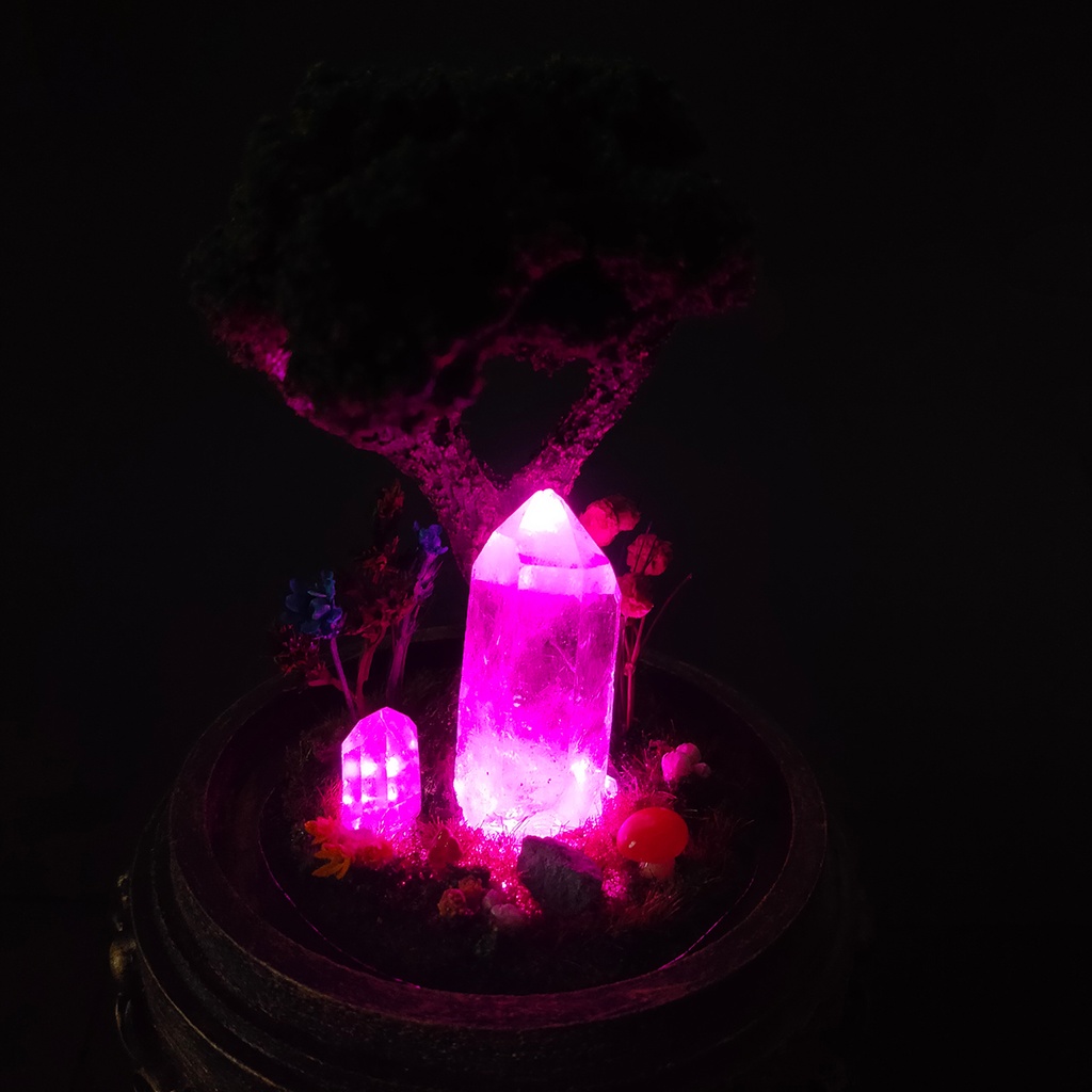 鉱物ランプ『キノコの森』中・水晶・リモコン切替点灯