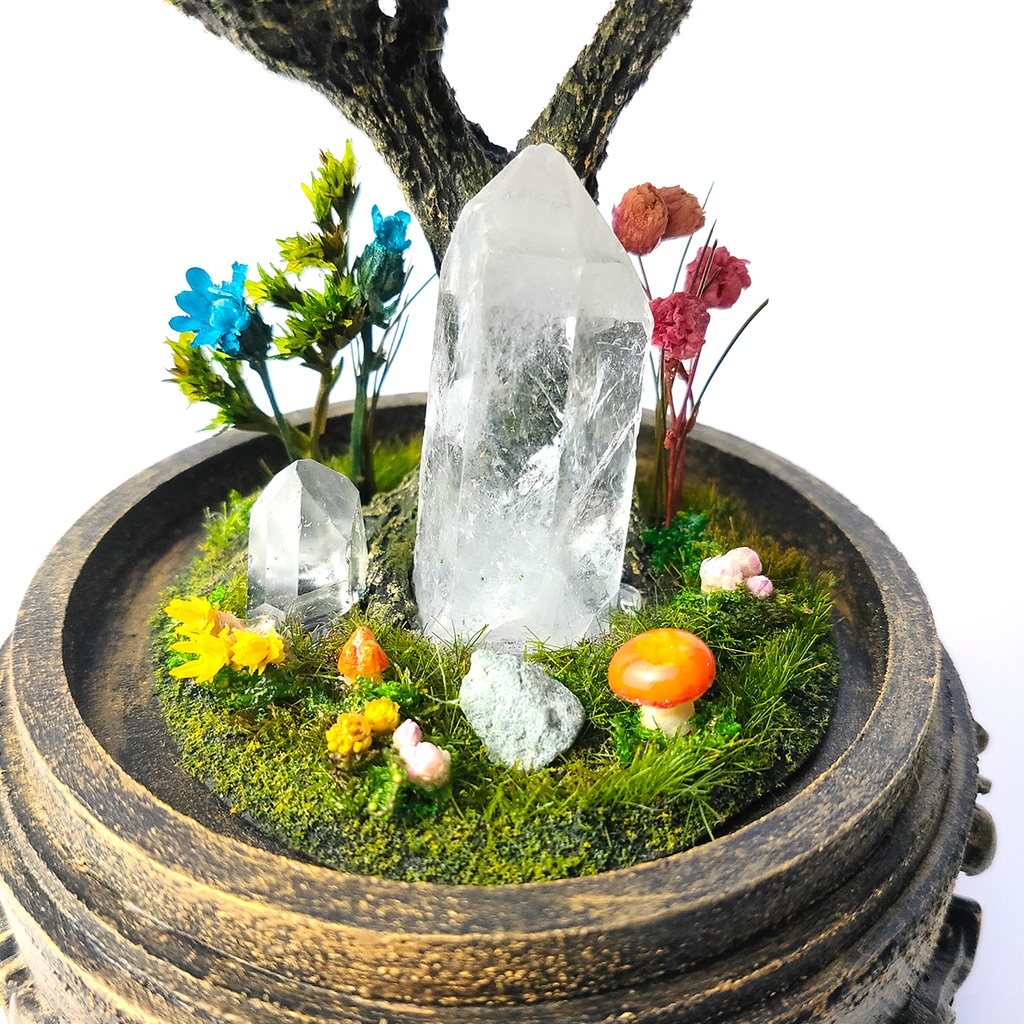 鉱物ランプ『キノコの森』中・水晶・リモコン切替点灯