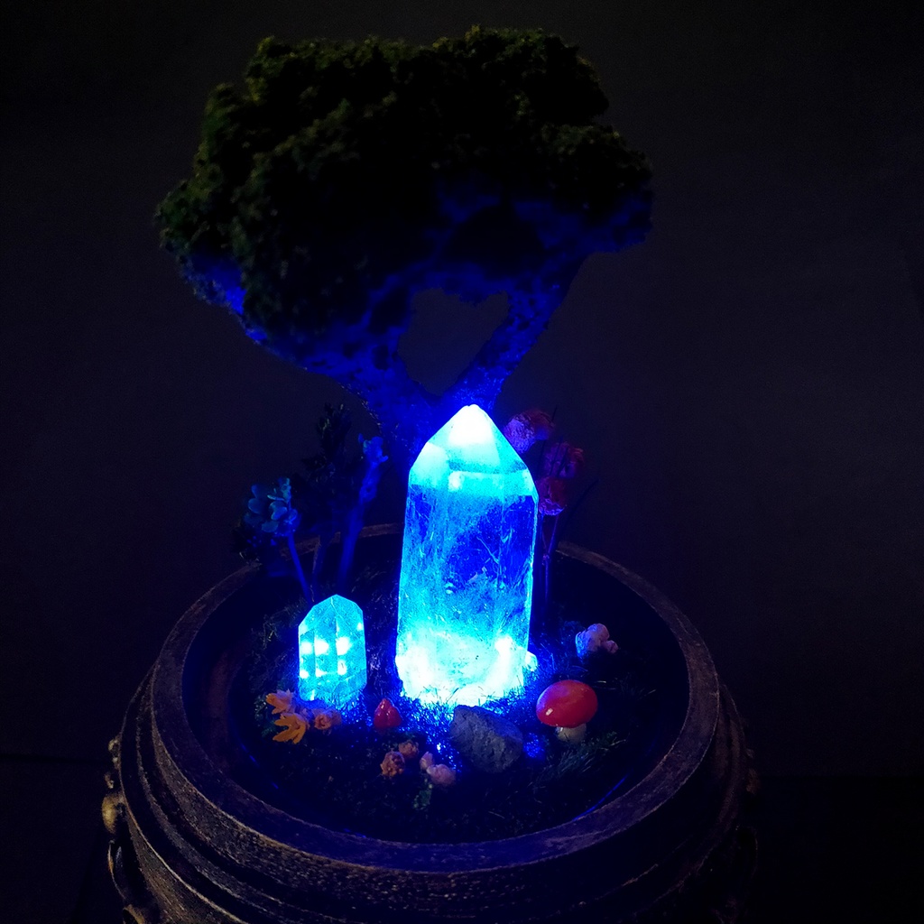 鉱物ランプ『キノコの森』中・水晶・リモコン切替点灯