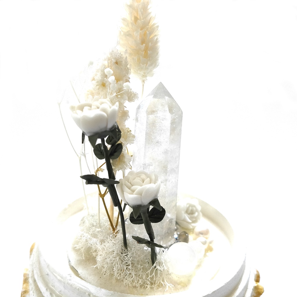 鉱物ランプ『白』中サイズ・水晶・ムーンストーン