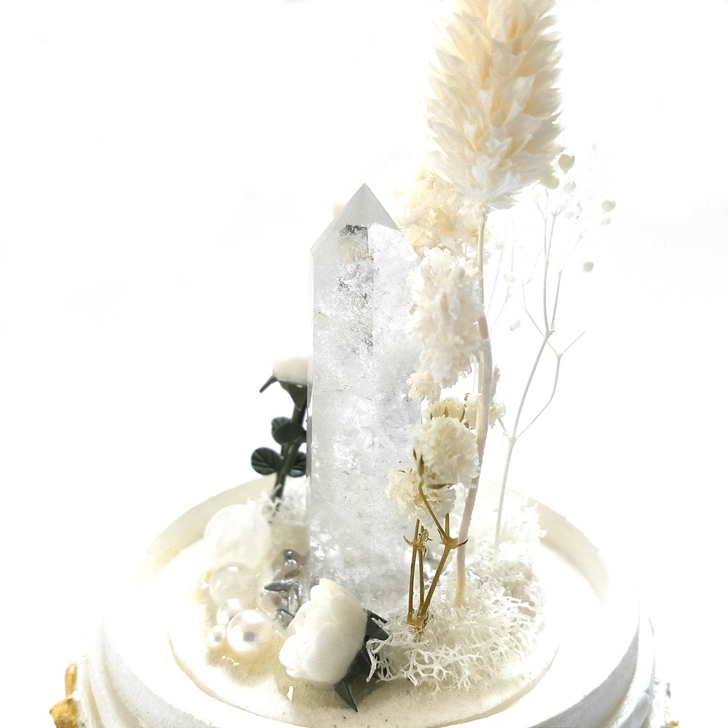 鉱物ランプ『白』中サイズ・水晶・ムーンストーン