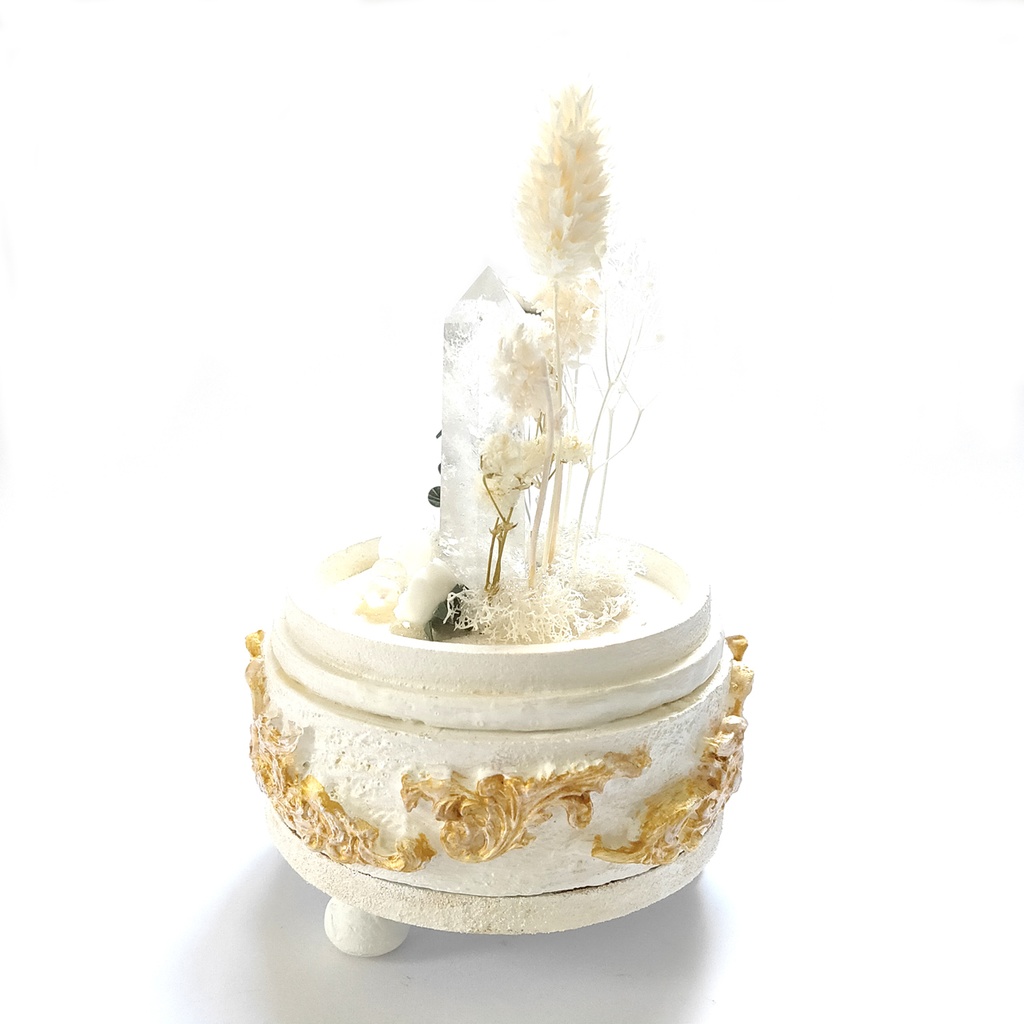 鉱物ランプ『白』中サイズ・水晶・ムーンストーン